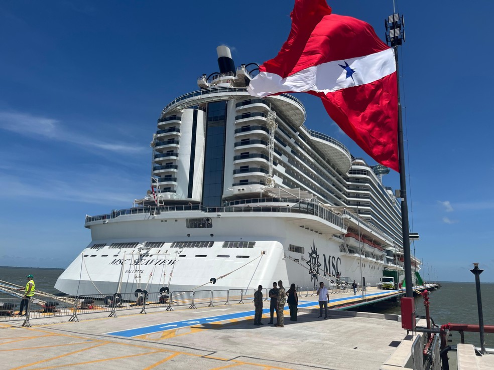 MSC Seaview em Outeiro, no Pará. — Foto: Taymã Carneiro / g1