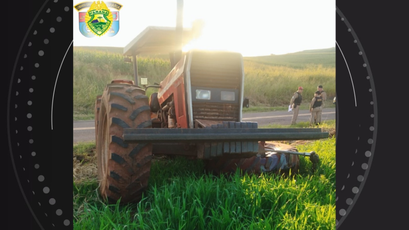 Tratorista morre após carro bater contra traseira de máquina, em rodovia do Paraná