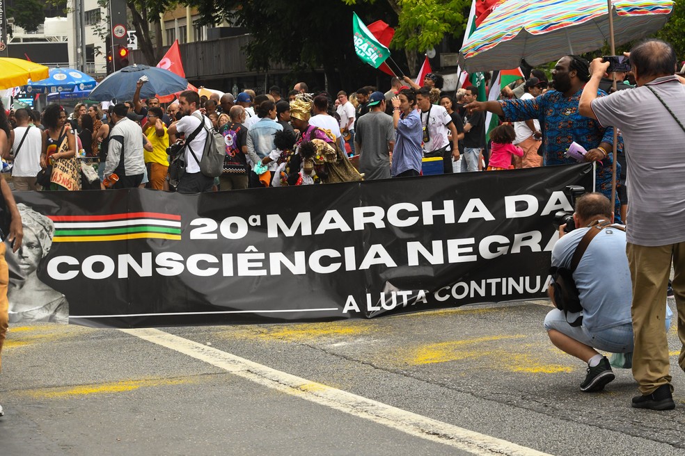 Marcha da Consciência Negra em SP — Foto: EDI SOUSA/ATO PRESS/ESTADÃO CONTEÚDO