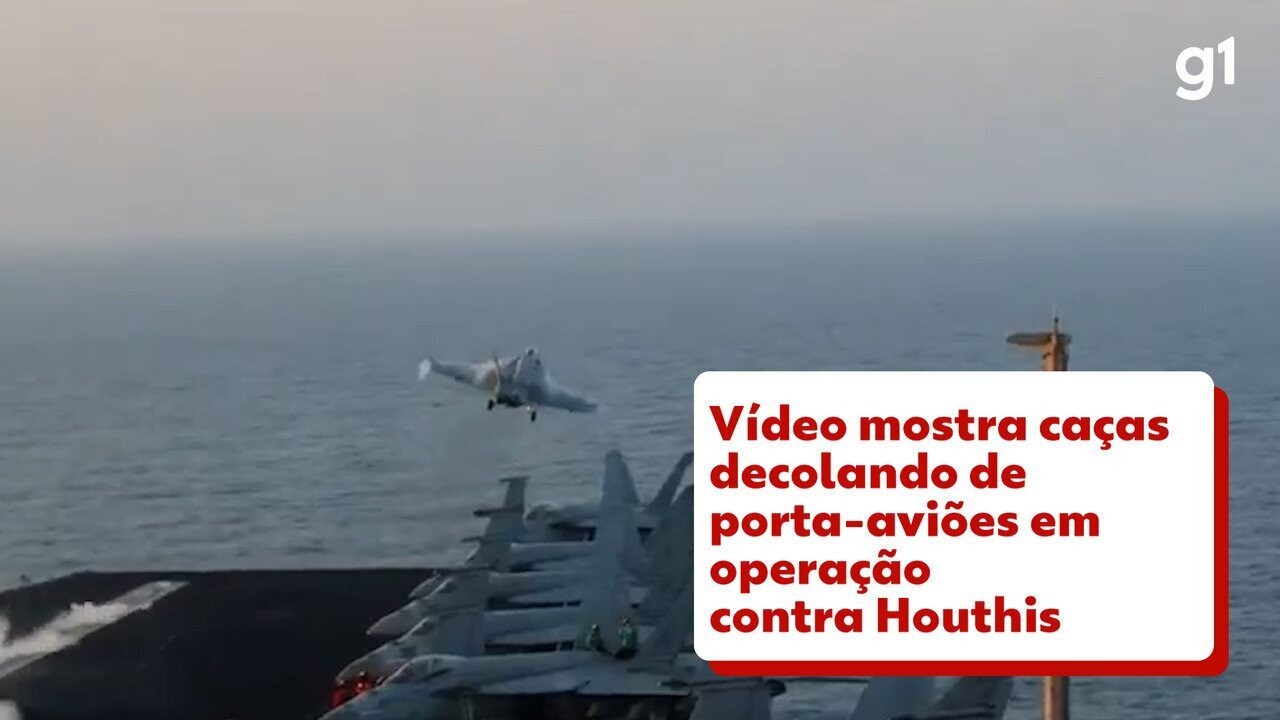 VÍDEO: caças americanos decolam de porta-aviões em ataque em 'grande escala' contra Houthis
