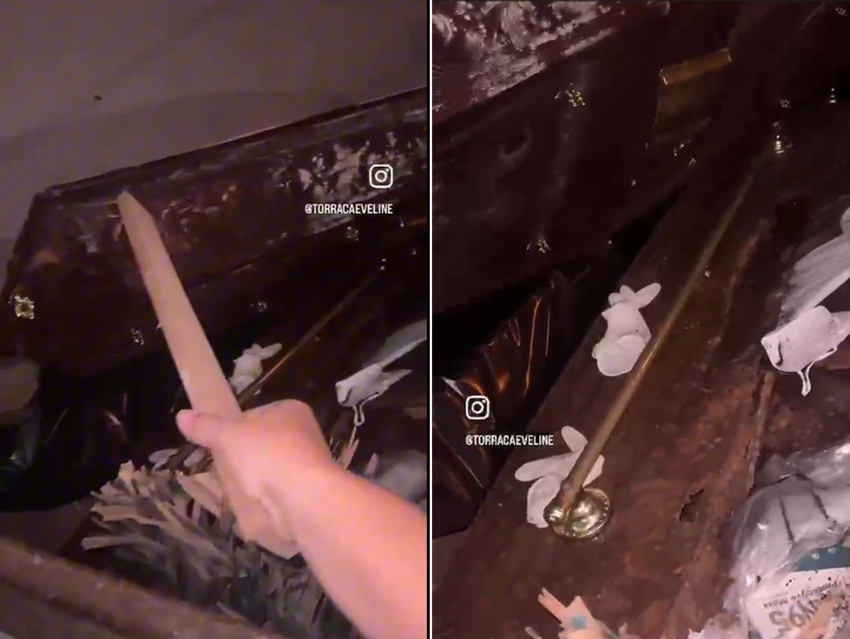 VÍDEO: Resíduos de cemitério são encontrados em caçamba e caso é investigado em Porciúncula