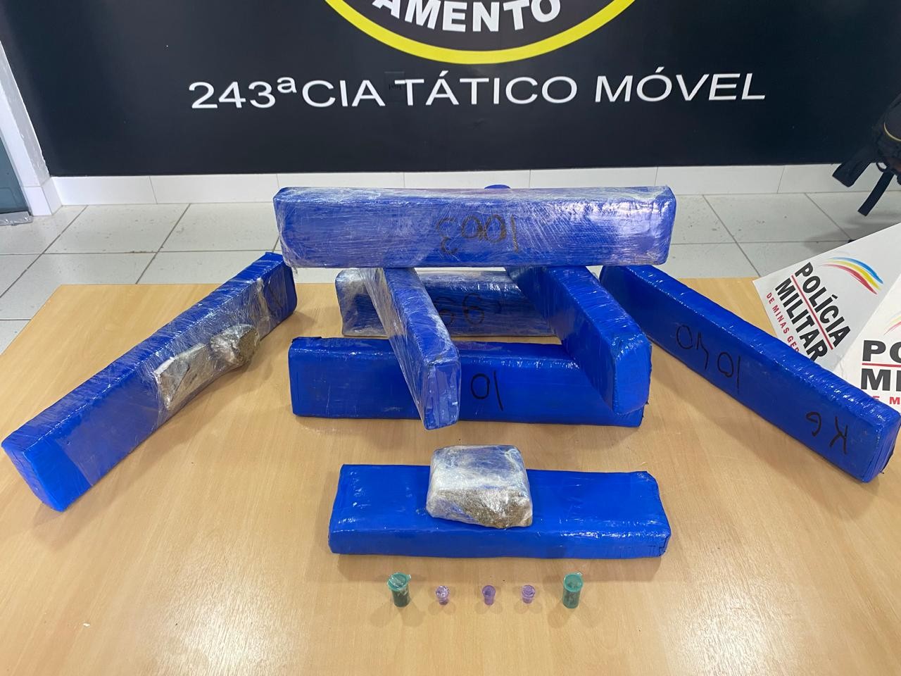 Polícia Militar encontra cerca de 8 kg de maconha embaixo de assento de ônibus que vinha de São Paulo para Montes Claros