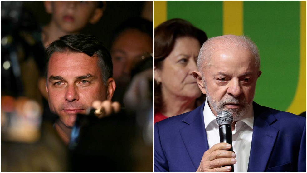 Flávio Bolsonaro e Lula — Foto: Evaristo Sá/AFP e Amanda Perobelli/Reuters