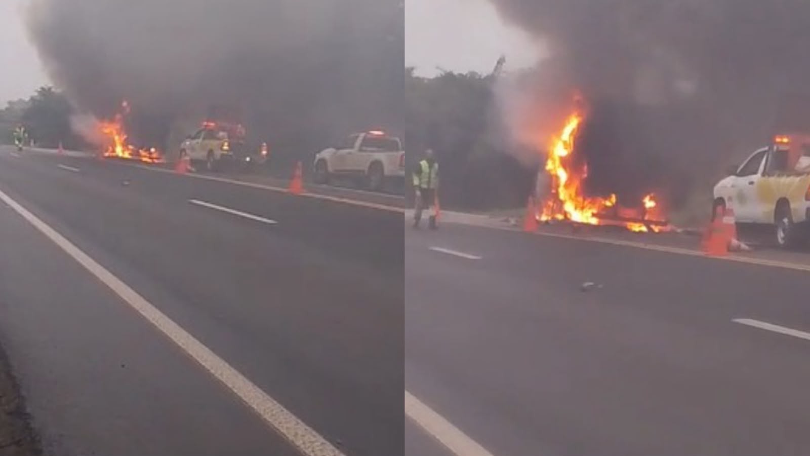 Caminhão carregado com frios e congelados pega fogo na Rodovia Cesário José de Castilho