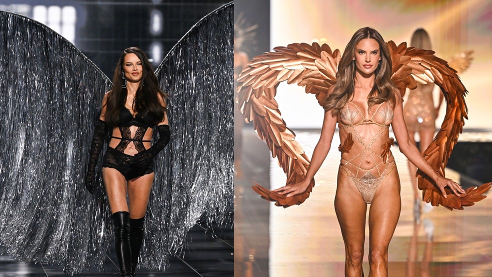 Adriana Lima e Alessandra Ambrosio desfilam no Victoria's Secret Fashion Show 2025 — Foto: Evan Agostini/Invision/AP