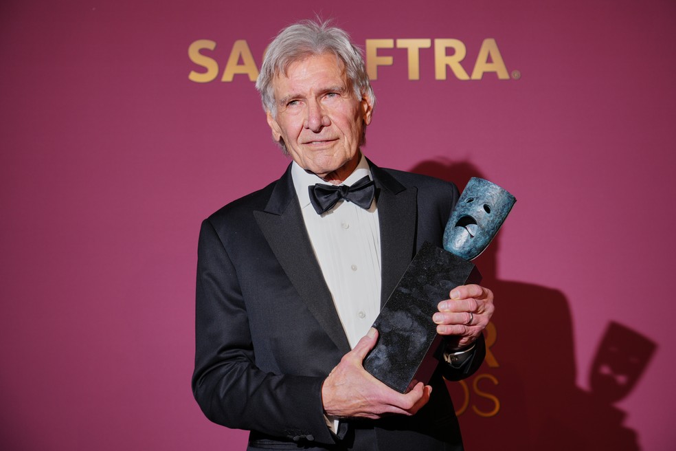 Harrison Ford é homenageado com Prêmio de Realização em Vida no Actors Awards — Foto: Reprodução/Jordan Strauss/Invision/AP