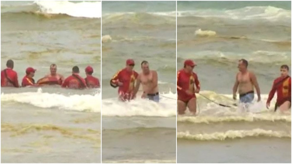 TV Verdes Mares flagra afogamento em primeiro dia de operação de férias na Praia do Futuro — Foto: Reprodução