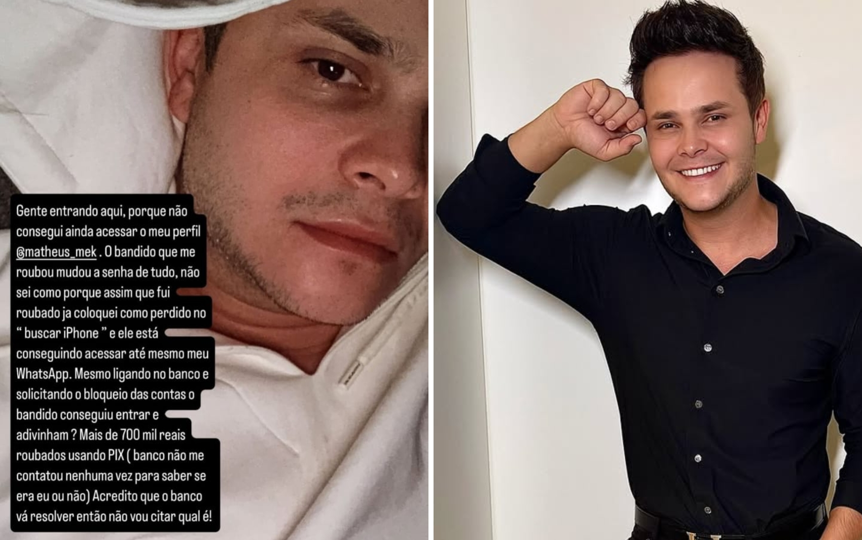 Matheus, da dupla com Kauan, conta que teve mais de R$ 700 mil furtados após ter celular roubado