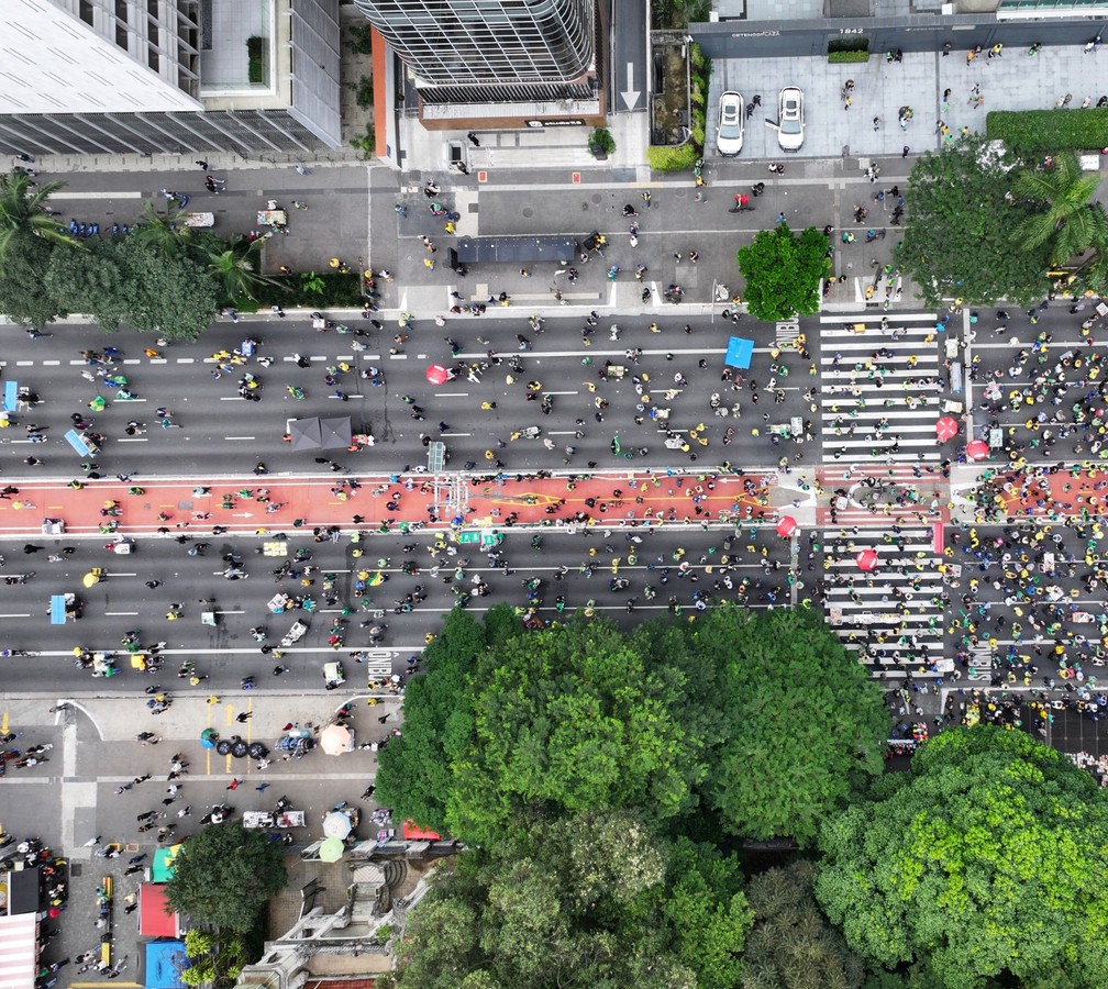 Foto usada na contagem de pessoas no ato na Paulista pró-anistia — Foto: Reprodução/Monitor do Debate Político no Meio Digital & More in Common