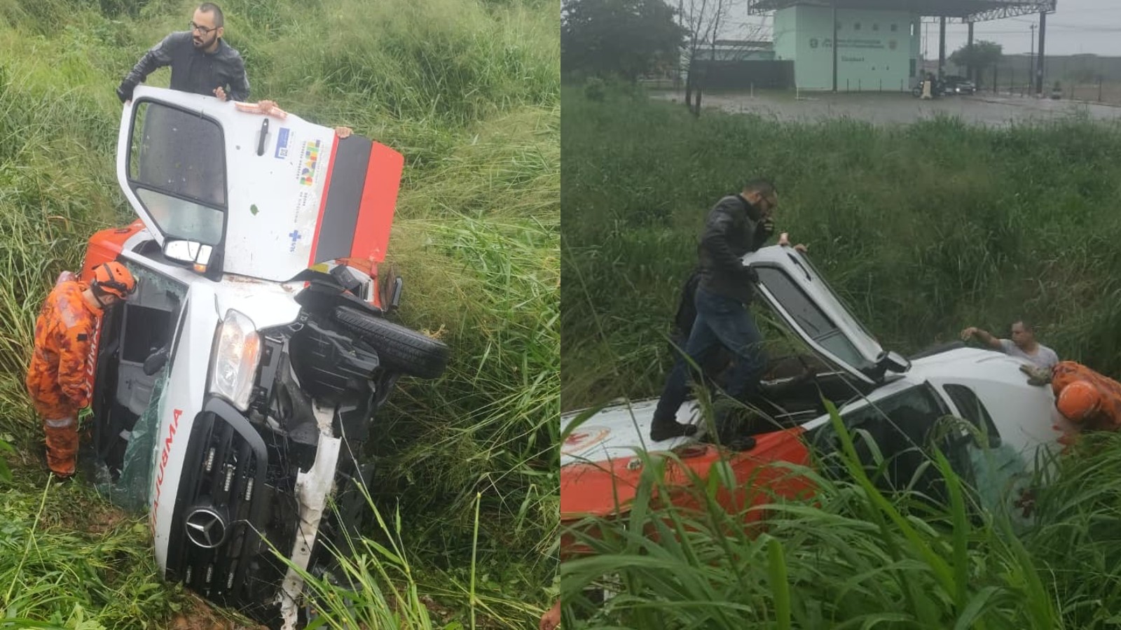 Ambulância do Samu se envolve em acidente na Grande Fortaleza e uma enfermeira fica ferida