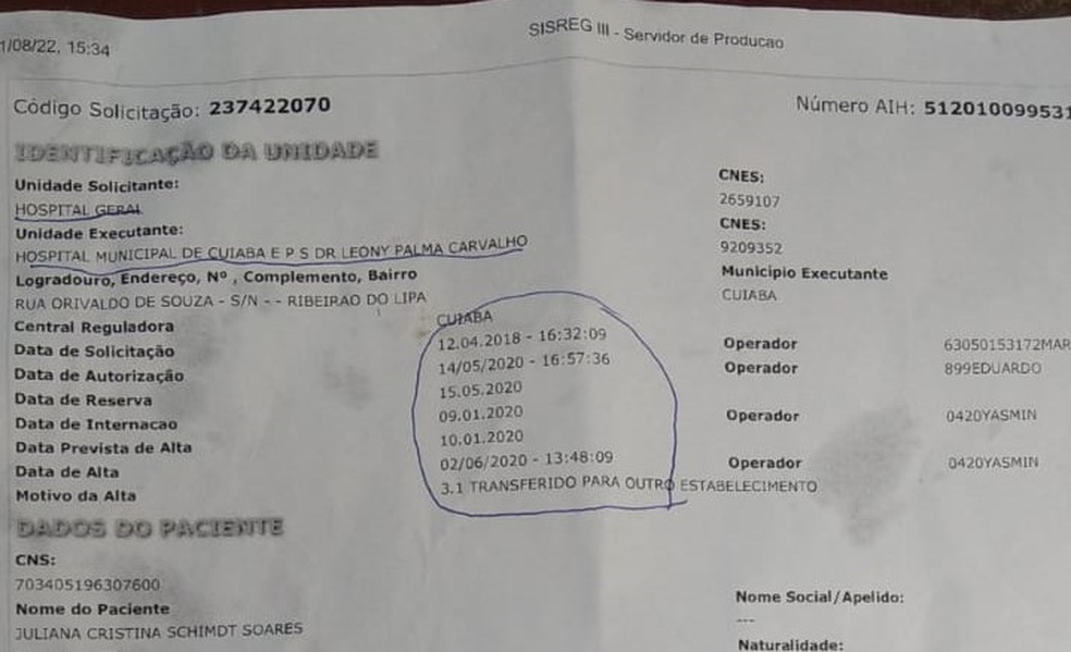 Dona de casa espera por cirurgia há 6 anos e documento consta que procedimento já foi realizado — Foto: Arquivo pessoal