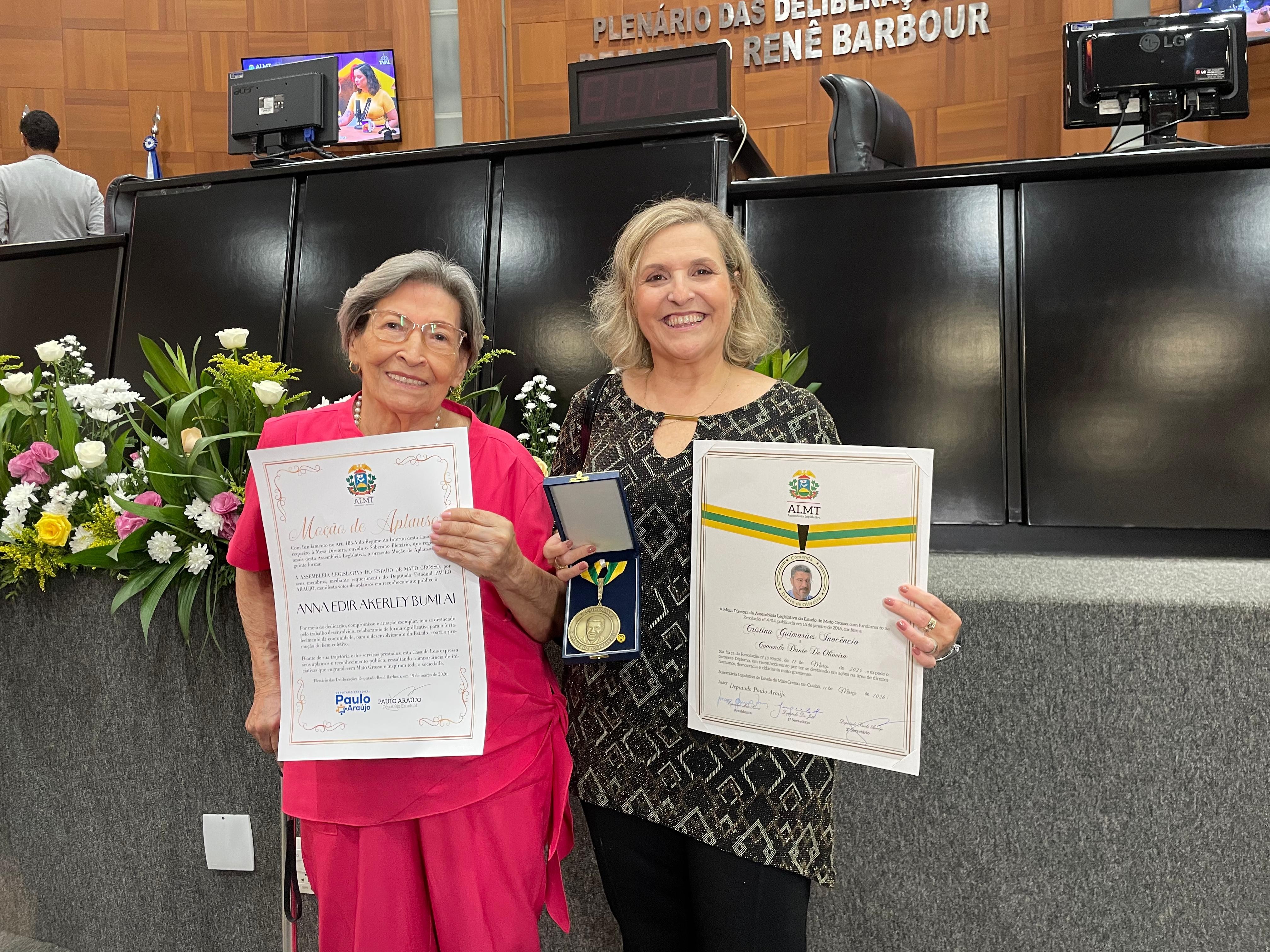 Fundadora da Oncomed recebe Comenda Dante de Oliveira na ALMT