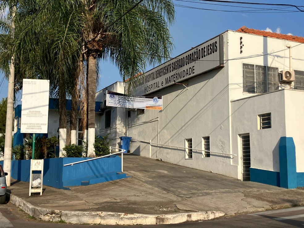 Hospital Beneficente Sagrado Coração de Jesus, em Monte Mor (SP), para onde o menino Luis Felipe foi levado após sofrer agressões do padrastro; de acordo com a Polícia Civil, criança chegou morta ao hospital — Foto: Gustavo Biano/EPTV