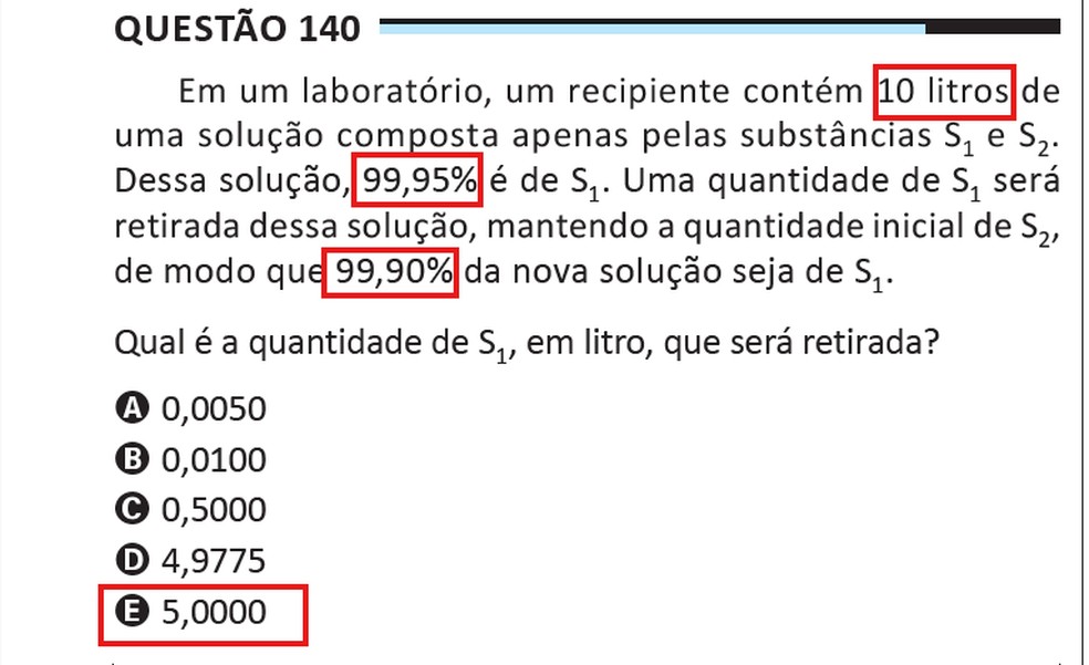 Questão do Enem 2025 com dados quase iguais aos adiantados por Edcley — Foto: Arquivo pessoal