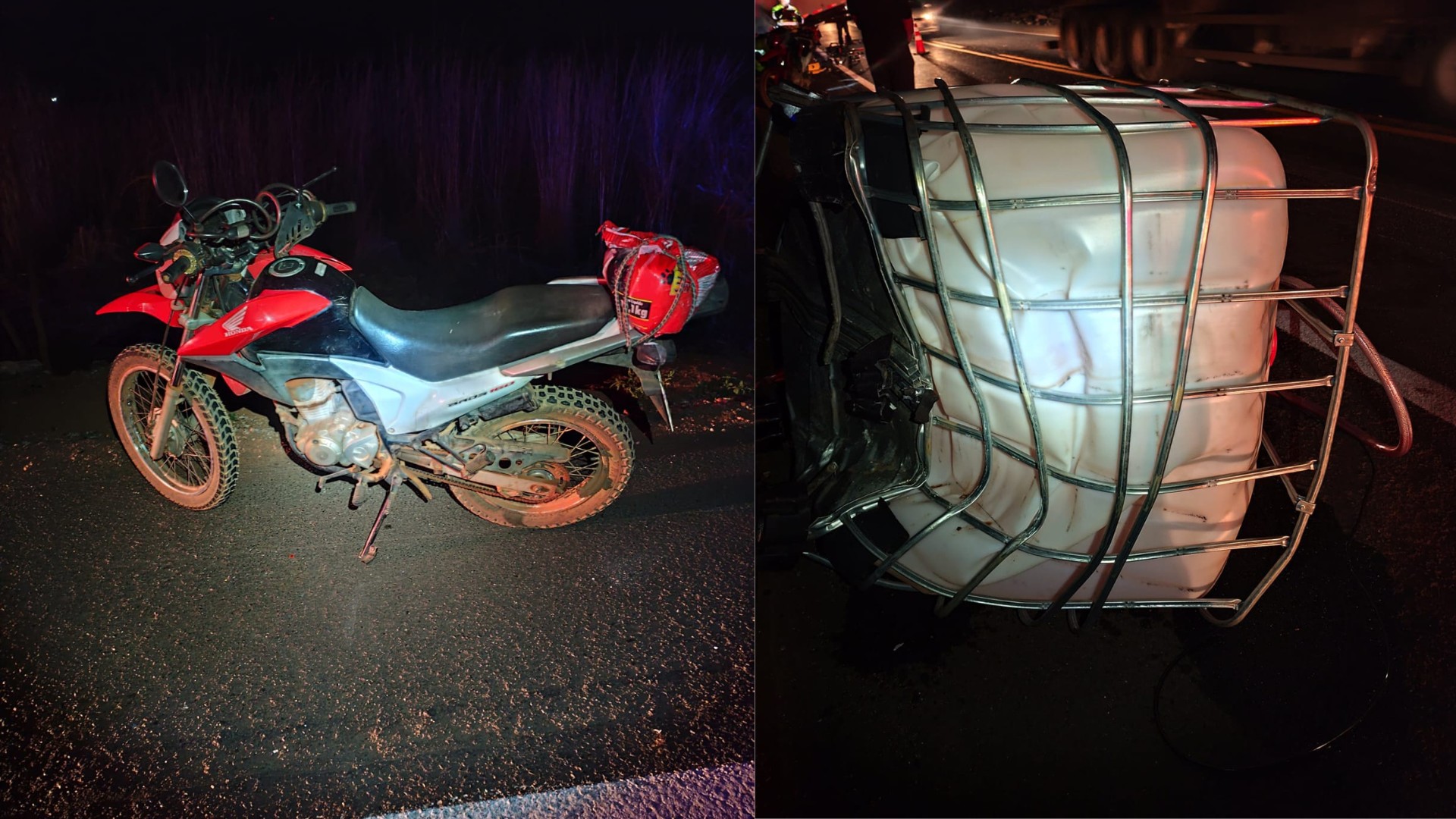 Carga cai de caminhonete e causa acidente entre moto e caminhão em Uberlândia