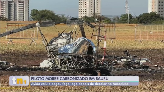 Polícia investiga se peça caiu em decolagem e causou queda e explosão de avião; piloto morreu carbonizado - Programa: TEM Notícias 1ª Edição – Bauru/Marília 