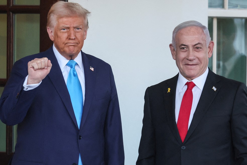 Donald Trump e Benjamin Netanyahu — Foto: REUTERS/Leah Millis