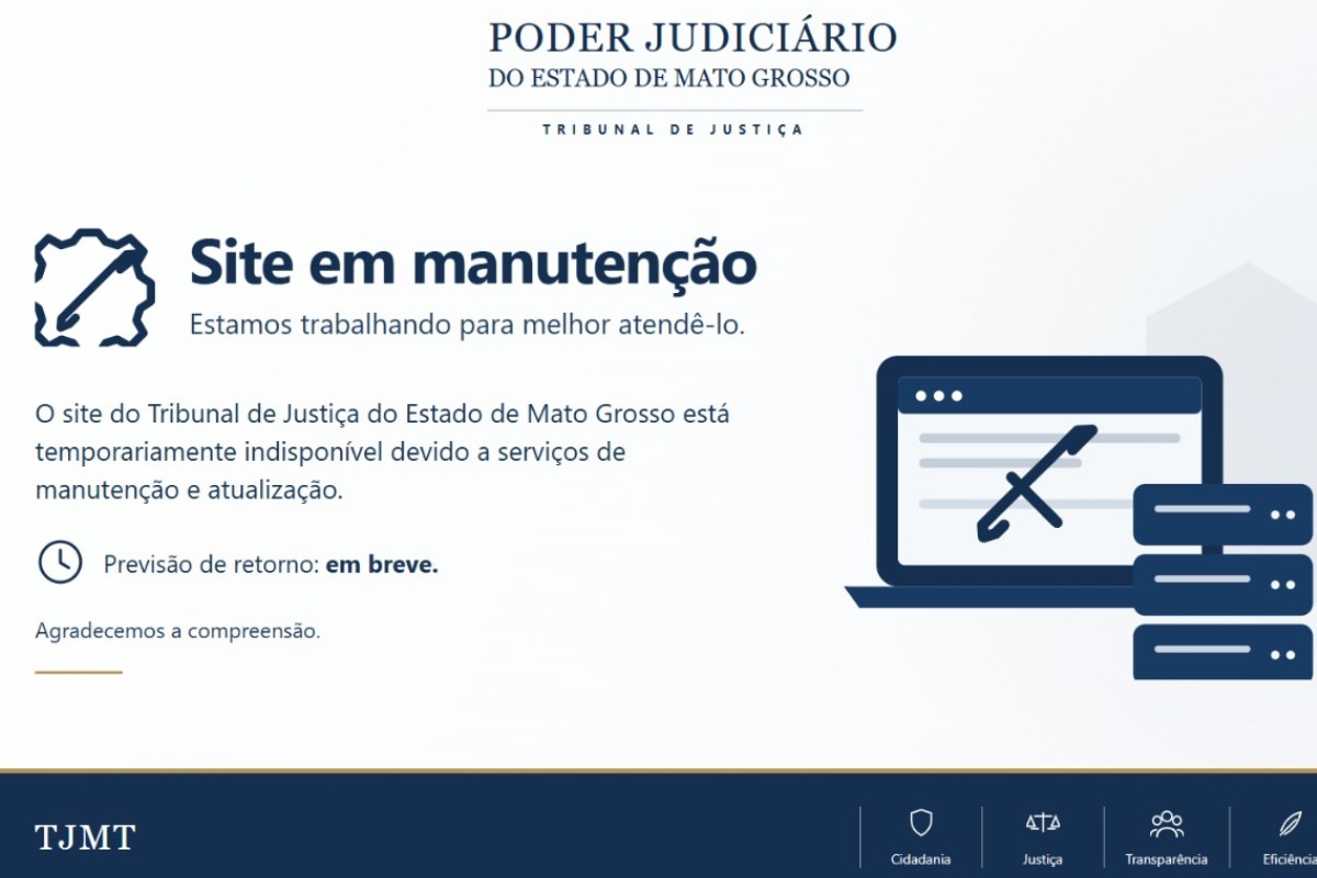 Tribunal de Justiça em MT suspende prazos de processos após pane no sistema e manutenção emergencial