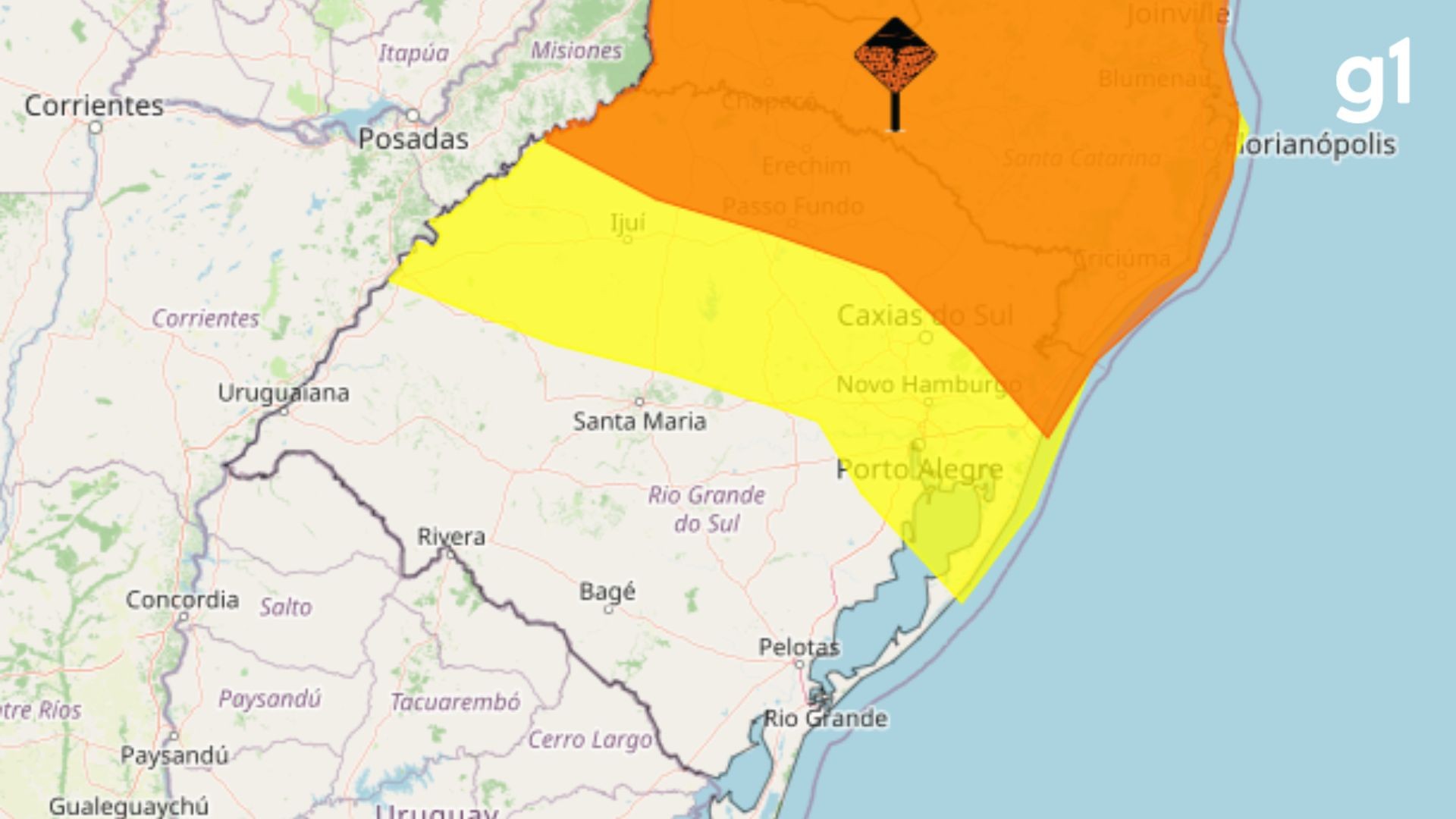 Inmet emite aviso laranja para chuva com vento e granizo no RS; veja a previsão para o fim de semana