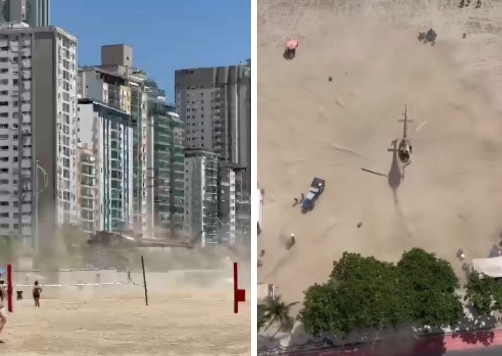 VÍDEO: Helicóptero faz pouso em faixa de areia de praia em Balneário Camboriú e cena repercute