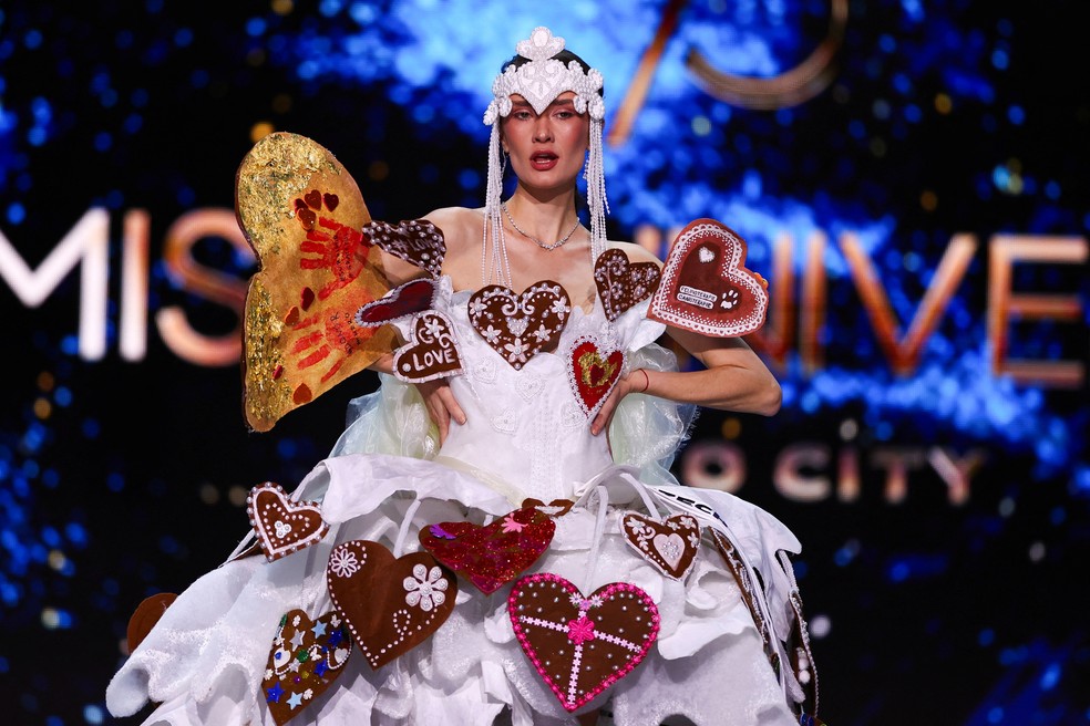 A modelo Marie Danci, candidata da República Tcheca ao Miss Universo 2024 — Foto: Raquel Cunha/Reuters
