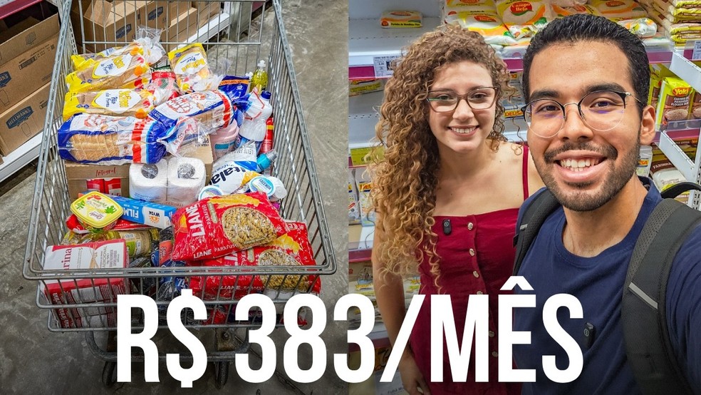 Casal criou uma rotina de planejamento, comparação de preços e troca de marcas para reduzir gastos no supermercado. — Foto: Reprodução/YouTube
