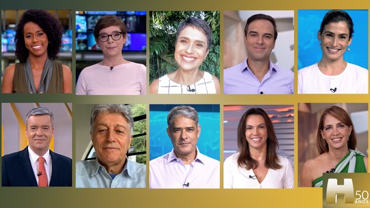 VÍDEO: apresentadores mandam  mensagens aos 50 anos do JH - Programa: Jornal Hoje 