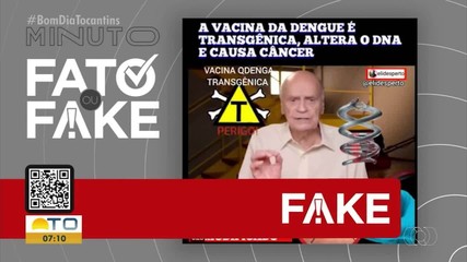 Fato ou Fake: Vacina contra dengue não causa câncer
