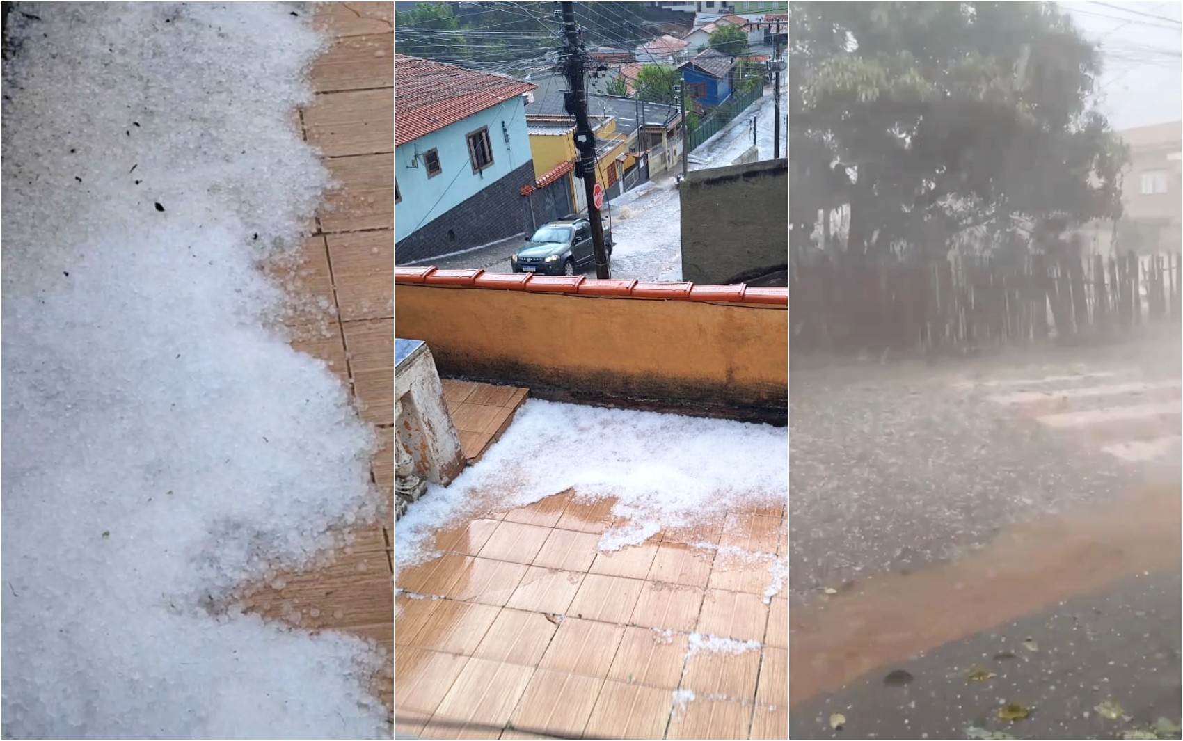 Chuva de granizo deixa estragos, falta de luz e de água no Sul de Minas um dia após chuva
