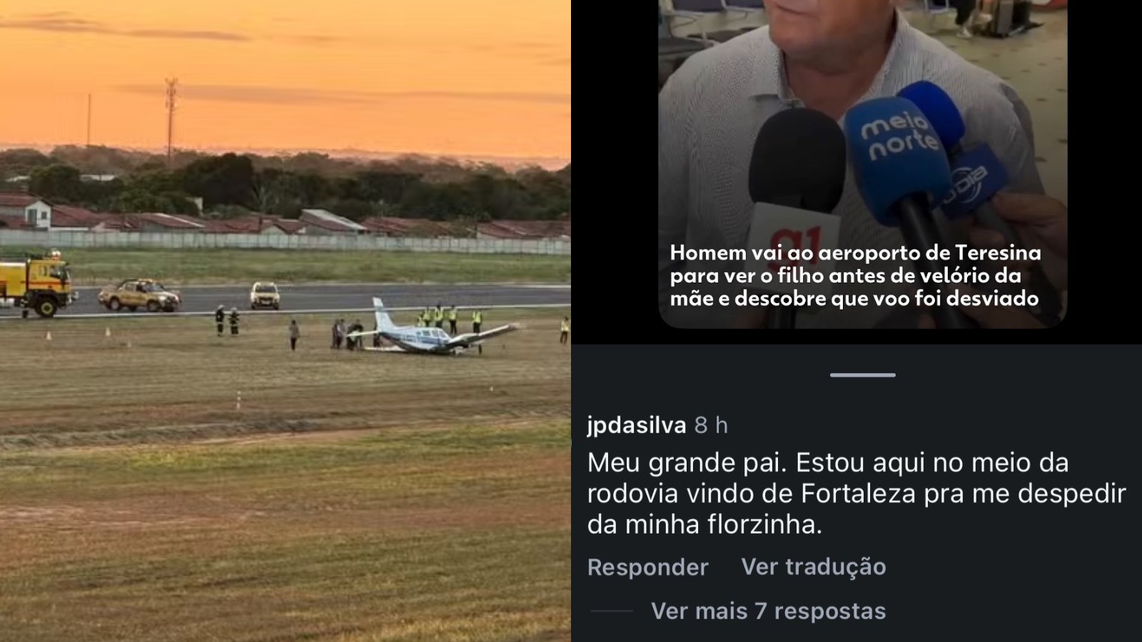 Passageiro que teve voo desviado para o CE após interdição de aeroporto no PI segue por estrada para velório da mãe: 'me despedir da minha florzinha'