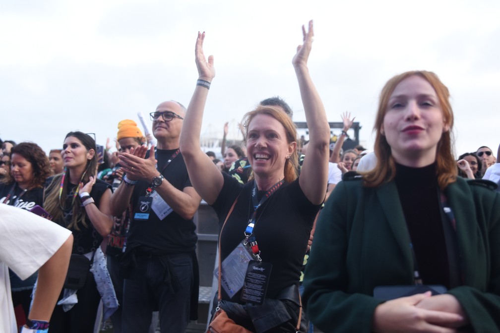 Bel Kutner assiste show de Xamã no segundo dia de Rock in Rio 2022 — Foto: Leo Franco/AgNews