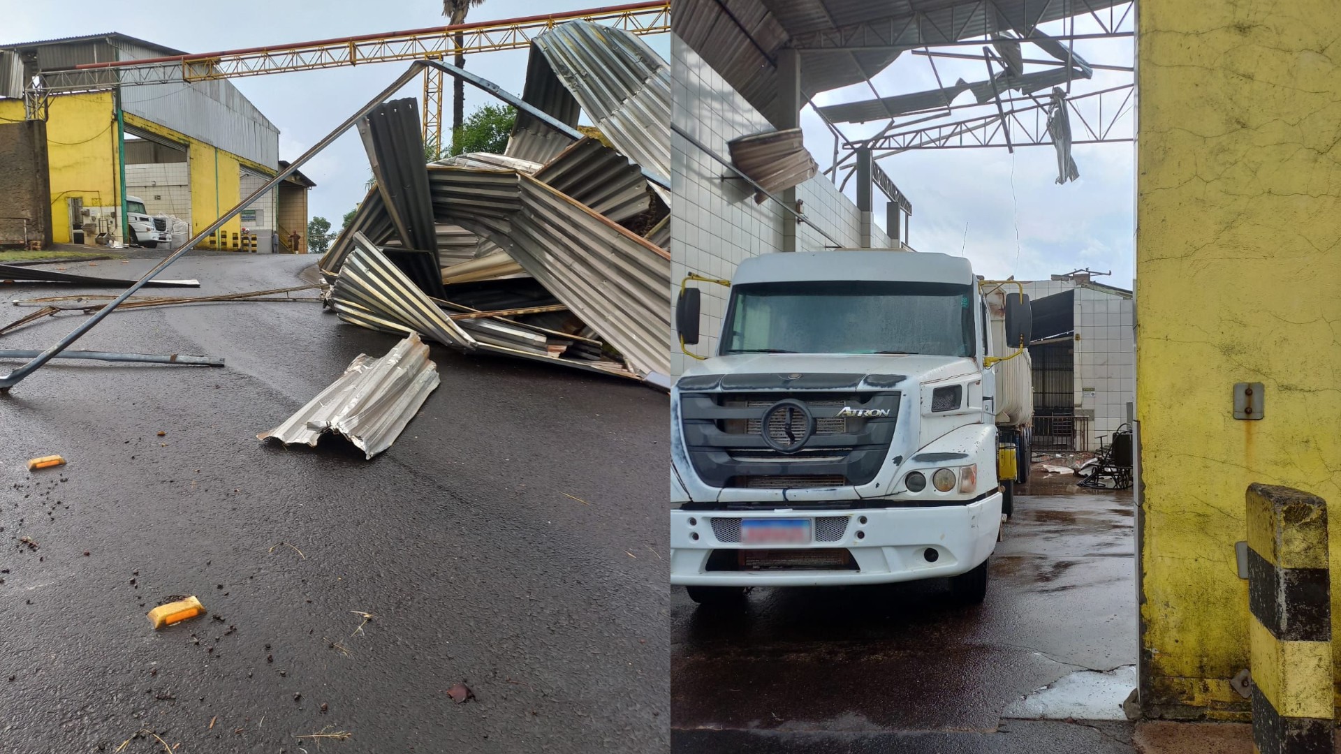 Temporais com ciclone se aproximando da costa causam destelhamentos e alagamento de ponte em SC