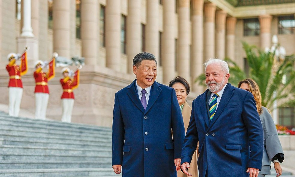Os presidentes Lula (Brasil) e Xi Jiping (China) em imagem de abril, durante viagem oficial de Lula a Pequim — Foto: Ricardo Stuckert/Presidência da República
