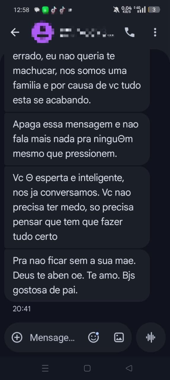 'Queria que entendesse como é ser mulher de verdade': prints mostram mensagens atribuídas a PM preso por estupro de vulnerável a enteada