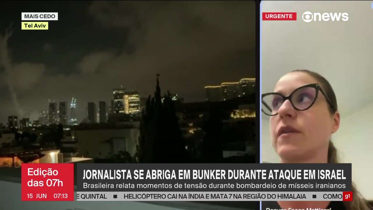 'Parece um avião cortando o céu, mas mais agudo': jornalista brasileira descreve ataques de mísseis em Tel Aviv