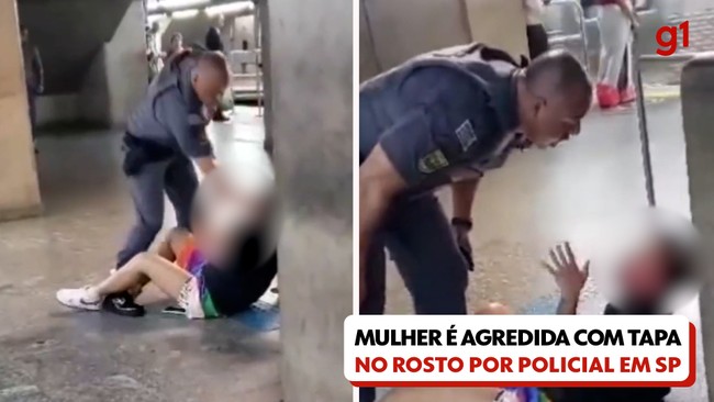 Mulher é agredida com tapa no rosto por policial militar na estação de Metrô da Luz, em SP