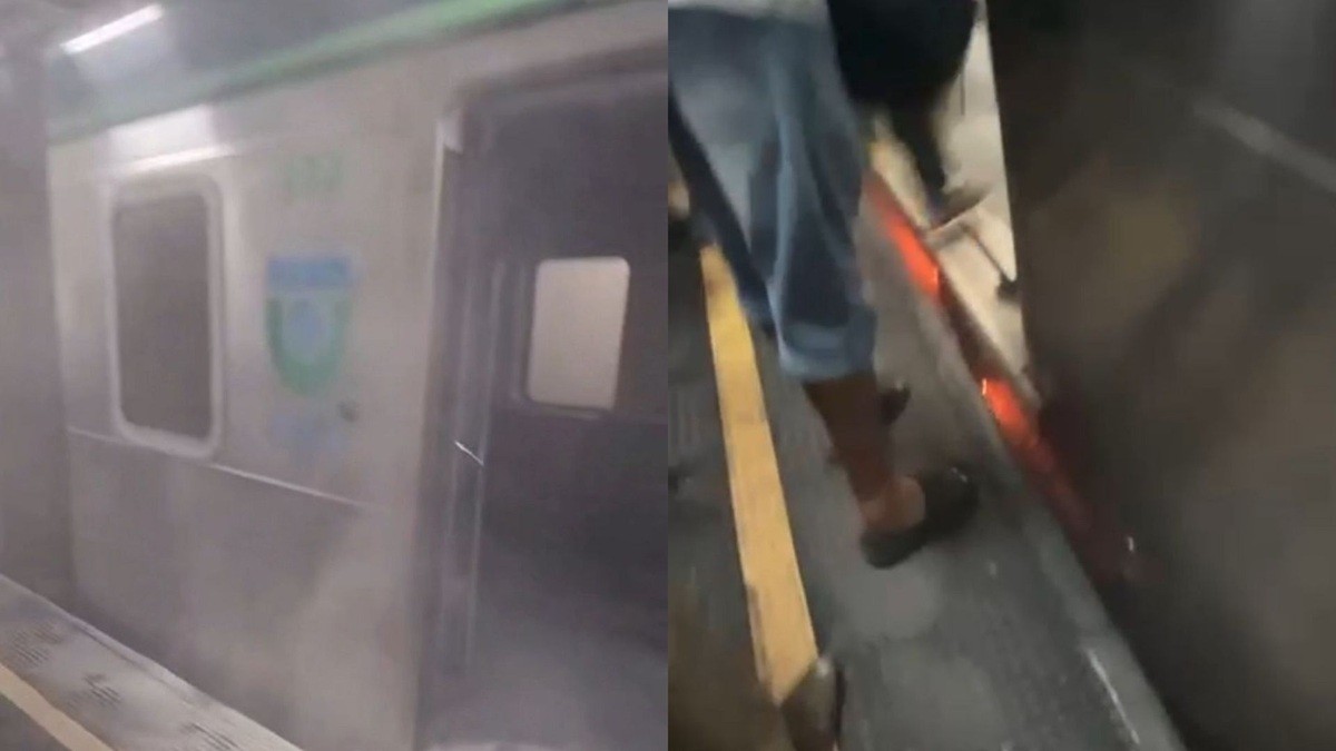 Incêndio atinge linha férrea do Metrô do Recife dentro de estação e assusta passageiros; VÍDEO