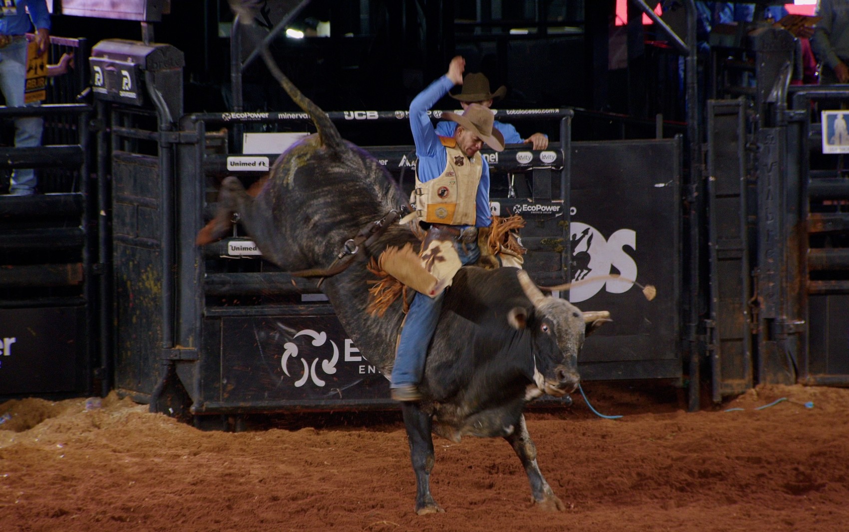Abertura da final da Liga Nacional de Rodeio em Barretos tem disputa equilibrada entre touros e peões