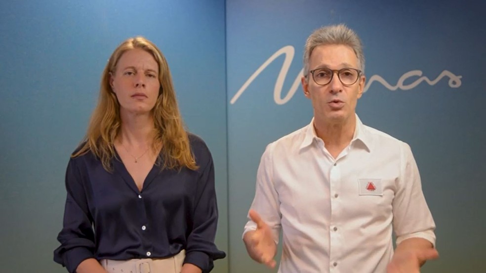 Luisa Barreto e Romeu Zema (Novo) — Foto: Reprodução/Governo de Minas