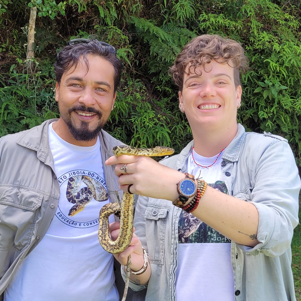 Bruno Rocha e Daniela Gennari são os responsáveis por tocar o trabalho independente Projeto Jiboia-do-Ribeira — Foto: Projeto Jiboia-do-ribeira