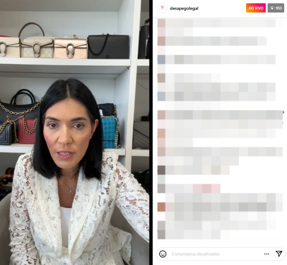 Responsável por brechó de luxo faz transmissão ao vivo após acusação de golpes — Foto: Instagram/Reprodução