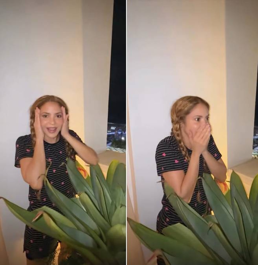 Shakira fica chocada com público esperando passagem de som em Copa — Foto: Reprodução