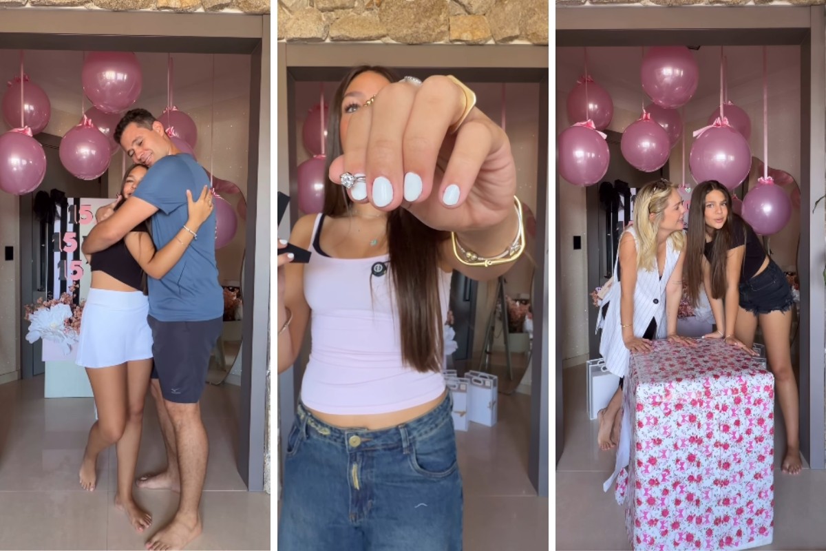 Anel de diamante, bezerros, Iphone e frigobar rosa: neta de Leonardo viraliza com 15 presentes da família antes de festa de debutante