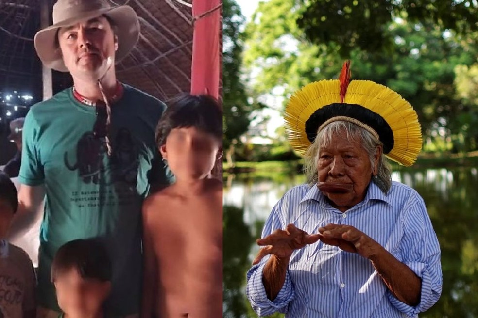 Leonardo DiCaprio visita Cacique Raoni no Alto Xingu � Foto: Reprodu��o