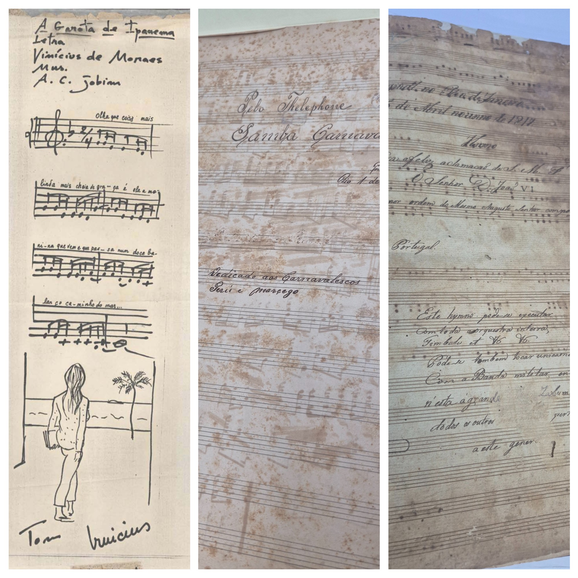 Hino Nacional, 'Pelo Telefone', 'Carinhoso', 'Garota de Ipanema' com desenho: conheça partituras raras mantidas em instituições do Rio