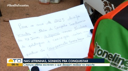 Crianças escrevem cartinhas com sonhos para conquistas no esporte
