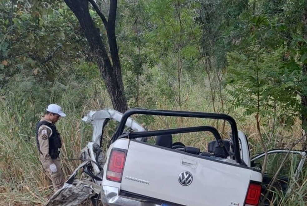 Motorista da caminhonete morreu no local do acidente — Foto: Redes sociais