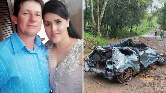 Carro levado por correnteza ficou destruído; casal morreu - Foto: (Reprodução/RBS TV e redes sociais)