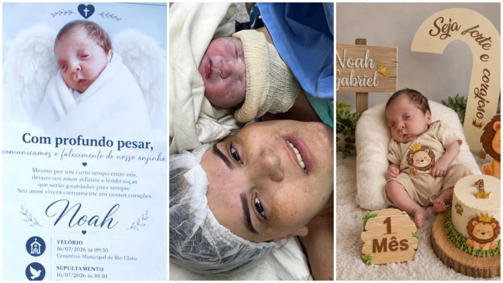Bebê Noah foi dado como morto em hospital, mas voltou a apresentar sinais vitais em Rio Claro (SP) — Foto: Reprodução/EPTV