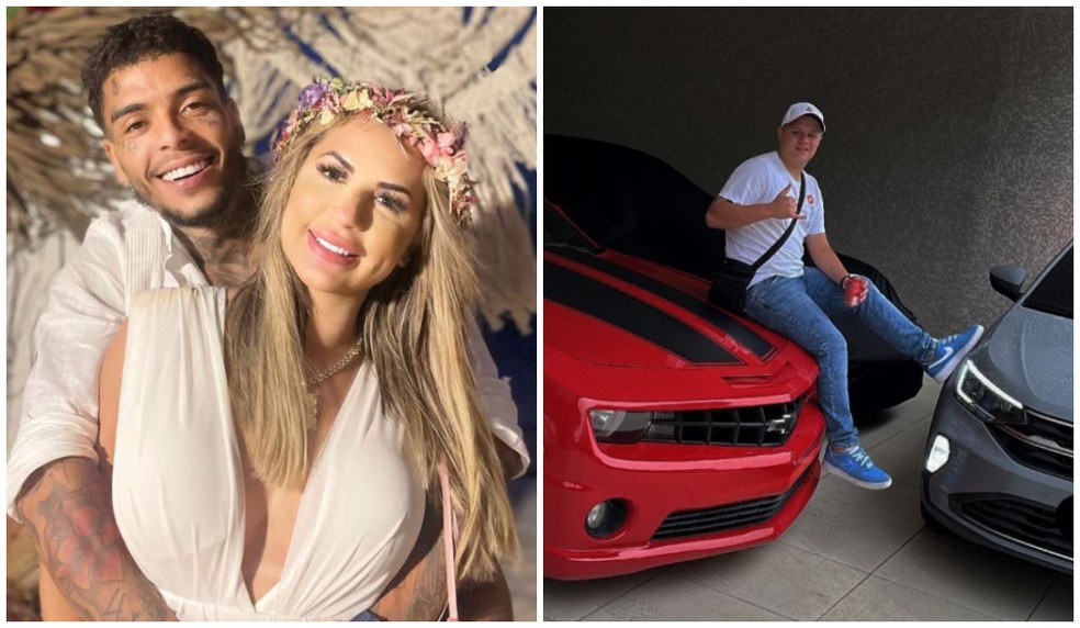 Deolane Bezerra ao lado do ex-marido MC Kevin; e o filho Giliard Santos — Foto: Reprodução